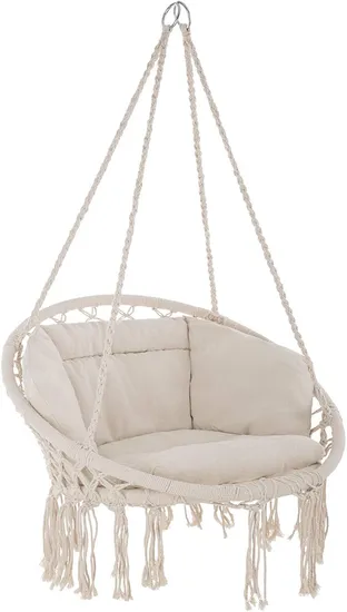 Single 100% Cotton Rope Garden Swing Patio Furniture Lounge Chair
