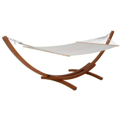 Wooden Double Hammock with Stand Modern Outdoor Beach Hammock Backyard Tree-Free Solid Wood Heavy-Duty Hammock Frame