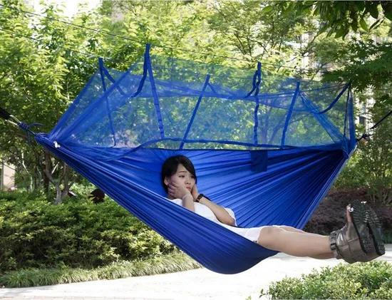 Wholesale Custom Logo Outdoor Portable Parachute Folding Hammock Nylon Camping Mesh Hammock with Mosquito Net