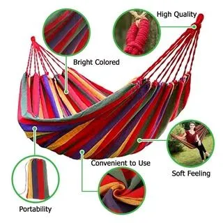 Sleeping Camping Hammock Outdoor Portable Canvas Travel Washable Swing Bed Free Storage Bag