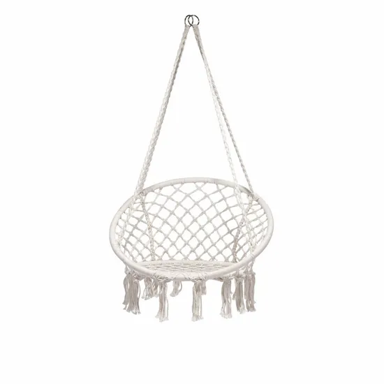 Hammock Handmade Swing Chair Knitted Macramé Hanging Swing Chair for Indoor, Bedroom, Yard, Garden Wbb18103