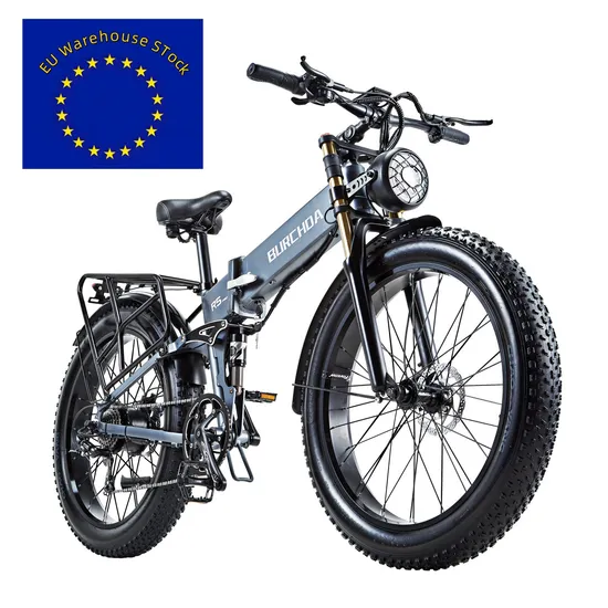 (Fast free shipping From European) Burchdar R5PRO Aluminium Alloy Frame Fat Tire 48V20ah 1000W 26inch Snow Beach Folding Electric Mountain Bike for Adult