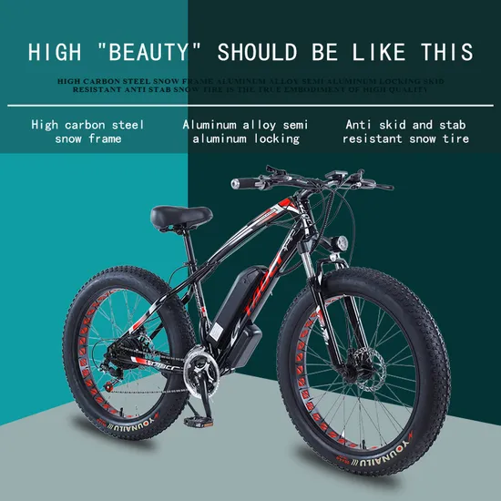 36V350W10ah Manufacturer′s Price Electric Snow Bike 26 Inch 21 Speed Fat Tire