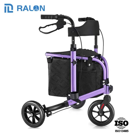 Heavy Duty Aluminum Rollator 4 Wheels 6 Levels Height Adjustable Rollator Walker