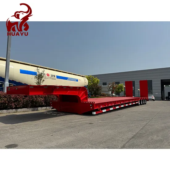 HTC 4 Axle New Heavy Equipment Lowbed Trailer Truck Semi Trailers with 80/100 Ton From China