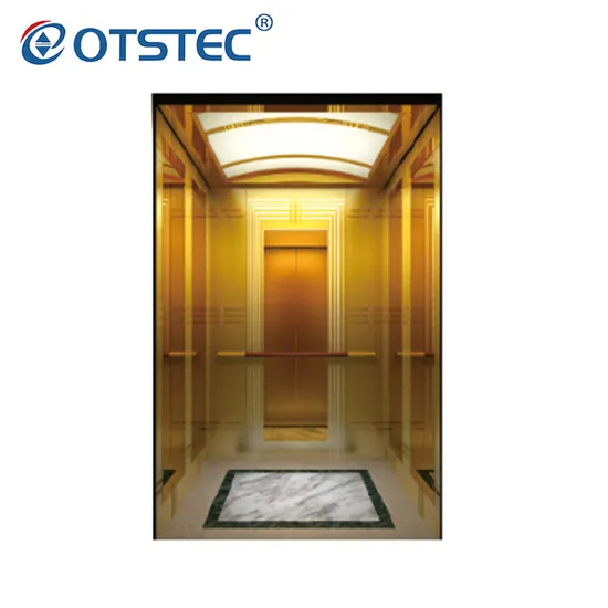 China Hot Sell Golden Mirror Stainless Steel Lift Residential Passenger Elevator