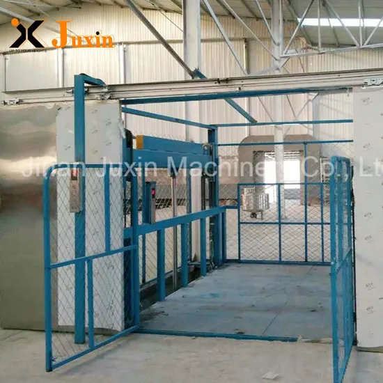 Juxin Hydraulic Small Platform Mezzanine Floor Guide Rail Hydraulic Cargo Elevator Lift for Goods