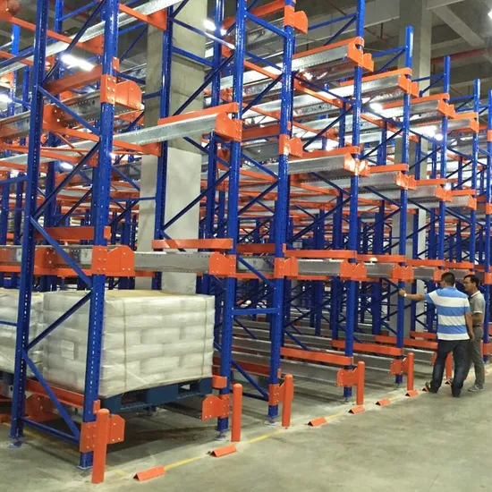 shuttle car operated pallet storage rack for industrial warehouse
