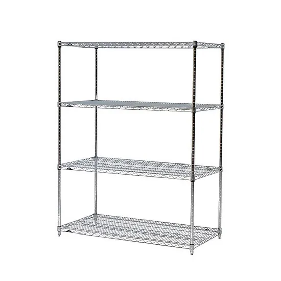 Wlt 4 Tiers Commercial Storage Rack Heavy Duty Chrome Steel Wire Shelving