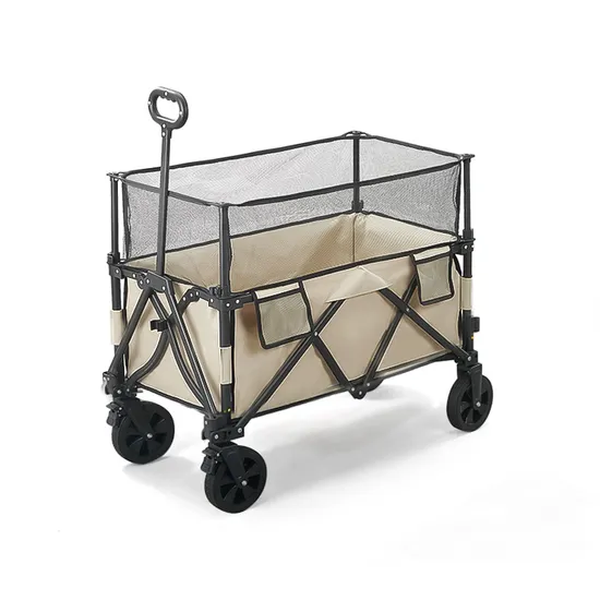 Outdoor Garden Adjustable Handle Beach Trolley Cart Camping Folding Wagon