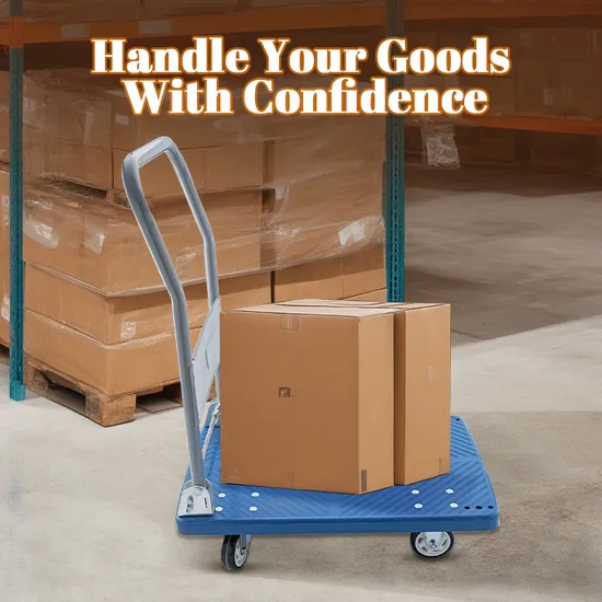 Daosheng Popular Multiple Repurchase Plastic Thickened Heavy Duty Logistics Flatbed Silent Folding Trolley