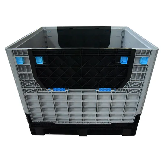 860L Folding Warehouse Collapsible Fruit Plastic Pallet Box with Side Door
