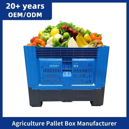 Large Folding Plastic Pallet Box Bin Crate for Fruit and Vegetables