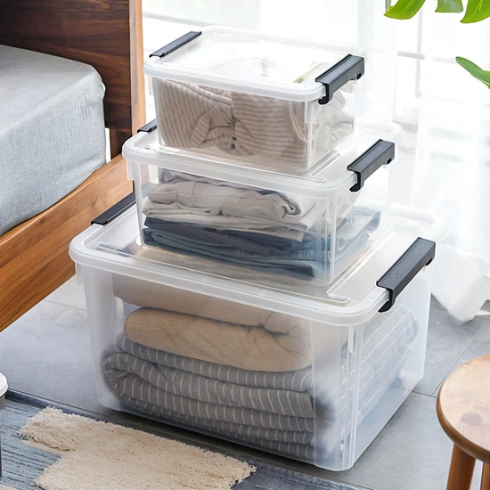 Citylife 16L 2025 Hot Sale Clear Clothes Bedding Storage Plastic Safety Waterproof Toys Tools with Lid Stackable Storage Box