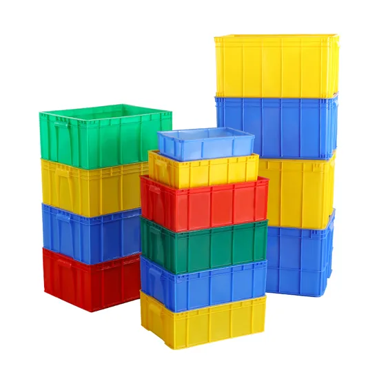 Heavy Duty Plastic Stackable Tote Bin with Lid Seafood Container Turnover Box