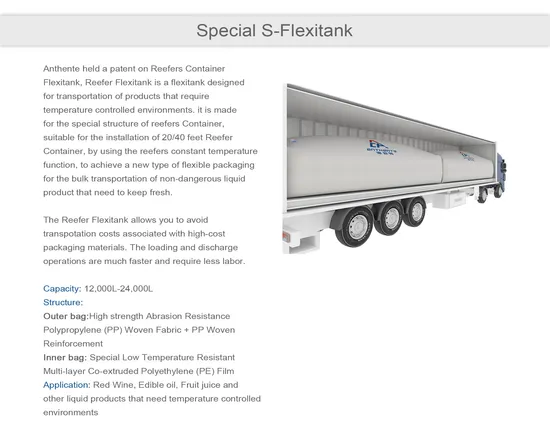 Special Track Flexitanks Flexibags 18-24000 Liters PP PE Flexitank