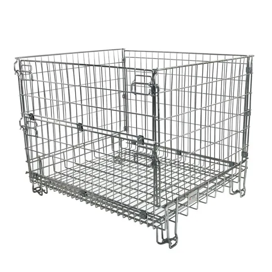 Galvanized Wire Mesh Folding Steel Wheeled Container