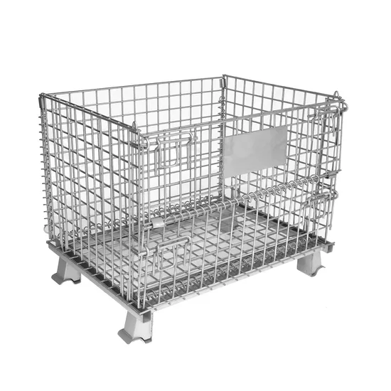 Foldable Galvanized Stackablecontainer 500kgs with Heavy Duty Construction Wire Mesh Storage Cage