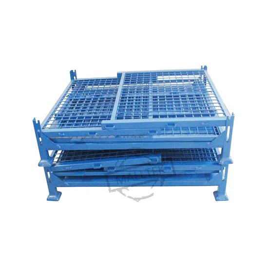 Foldable Warehouse Stackable Metal Wire Storage Pallet Container Cage