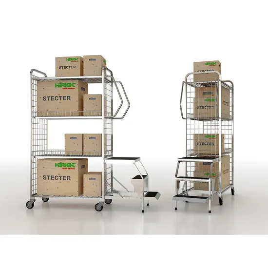Industrial Ladder Hand Push Cargo Cart Warehouse Picking Trolley