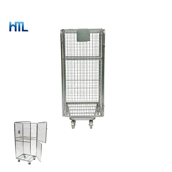4 Side Logistics Warehouse Storage Galvanized Metal Foldable Cage Trolley