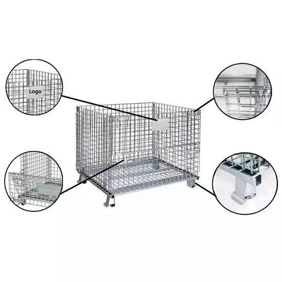 Foldable Heavy Duty Wire Mesh Storage Container Cage with Casters