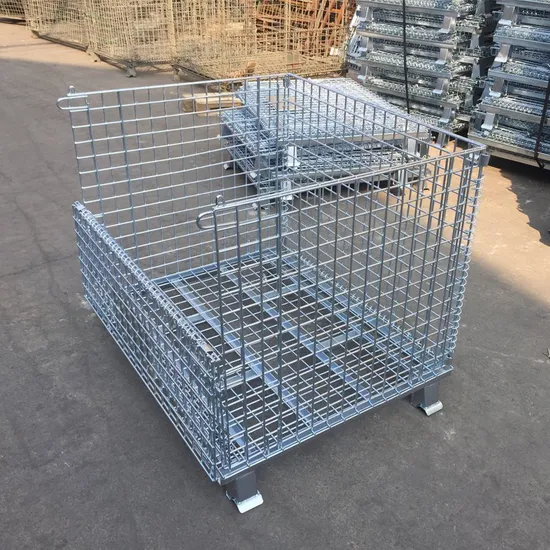 Weld Foldable Galvanized Heavy Duty Logistic Collapsible Wire Mesh Basket
