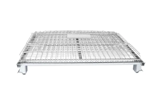 Warehouse Logistics Store Sports Equipment Folding Metal Wire Storage Cage Stackable Container with Wheels
