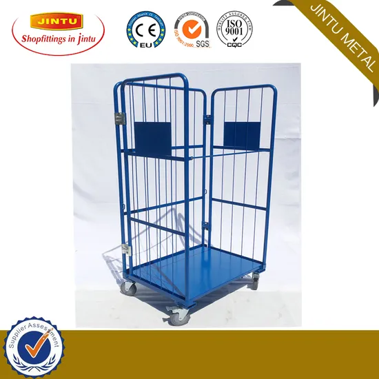 4 Sides Galvanized Foldable Metal Roll Container Laundry