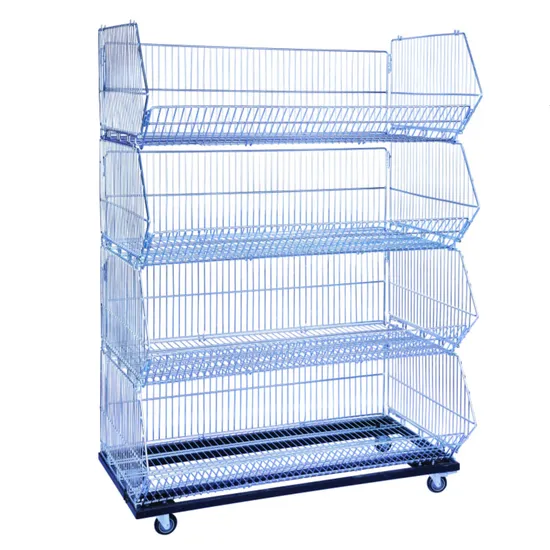 Metal Folding Stacking Cage Wire Storage Basket for Supermarket