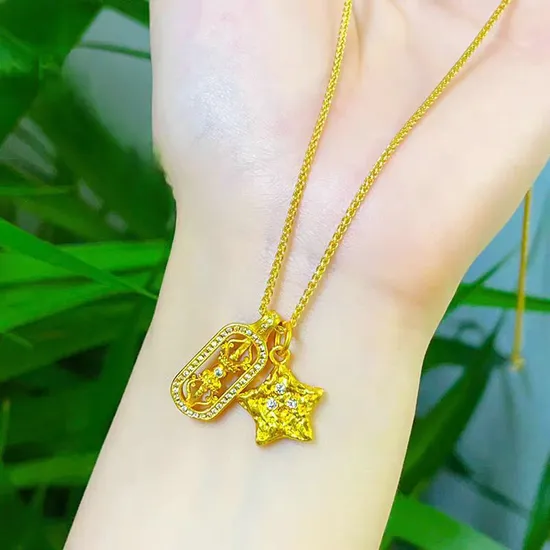 Gold Necklace of Mythical Wild Gold Steel Pestle Gold Necklace