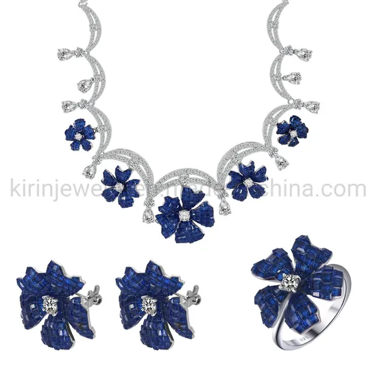 Fine 925 Sterling Silver Necklace Rings Jewellery Sets Luxury Bling Crystal Women Invisible Jewelry Sets