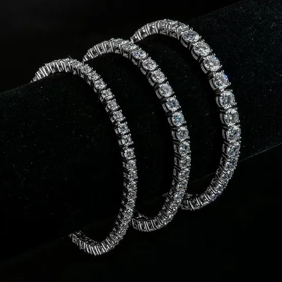 Tennis Link Silver 925 Jewelry Bracelace 6.5 Inches with Moissnaite Gemstone