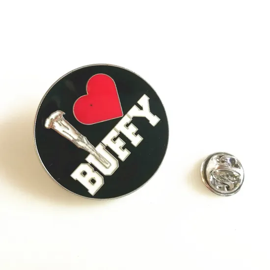 Custom Jewelry Brooch Alloy Metal I Love Buffy Enamel Lapel Pin Badge for Jacket Shirt Skirt Cotton Backpack