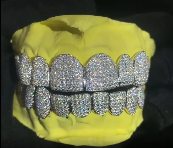 Hip Hop Custom Iced out Moissanite Diamond Silver Gold Teeth Grillz