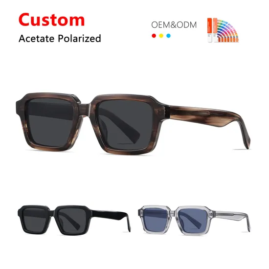 Classic Unique High Quality UV400 Lunette De Soleil Vintage Polarized Sun Glasses Women Men Square Handmade Acetate Sunglasses