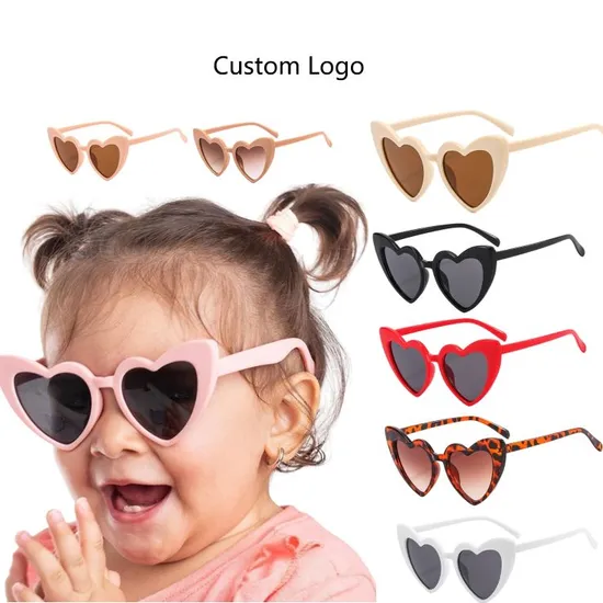 Kids Heart Shaped Sunglasses Girls Custom Logo UV400 Children Sunglasses