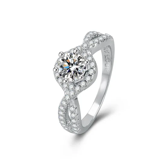 Factory Wholesale Accessories 925 Sterling Silver Women Fashion Jewelry Rhodium-Plated Inlaid Cubic Zirconia Exquisite Cute Wedding Ring