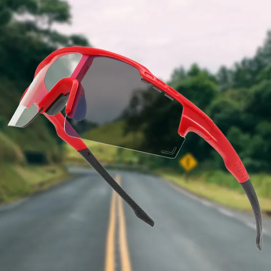 Photochromic Lenses Running Mountain Bike Riding Fashionable Design UV400 Sports Sunglasses Adult Red Cycling Glasses