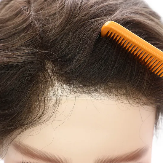 Instant Delivery Indian Human Hair Men′s Skin Natural Stock Toupee