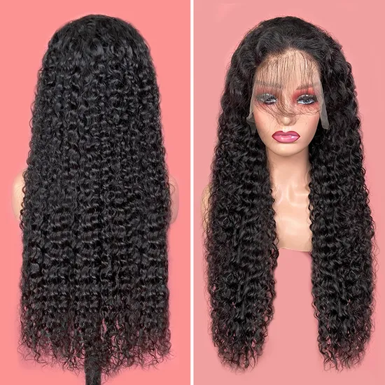 Factory Price 100% Virgin Peruvian Human Hair Water Wave Lace Front Wigs