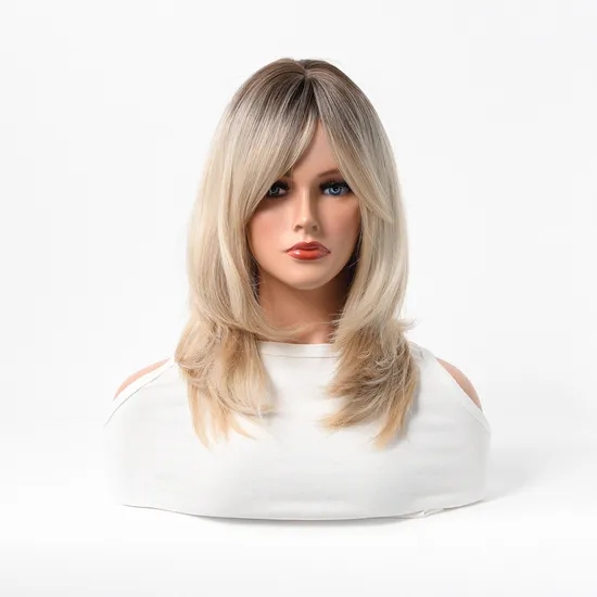 Supplier Wholesale Bangs Long Curly Hair Trend Chemical Fiber Full Head Set Wigs for Women