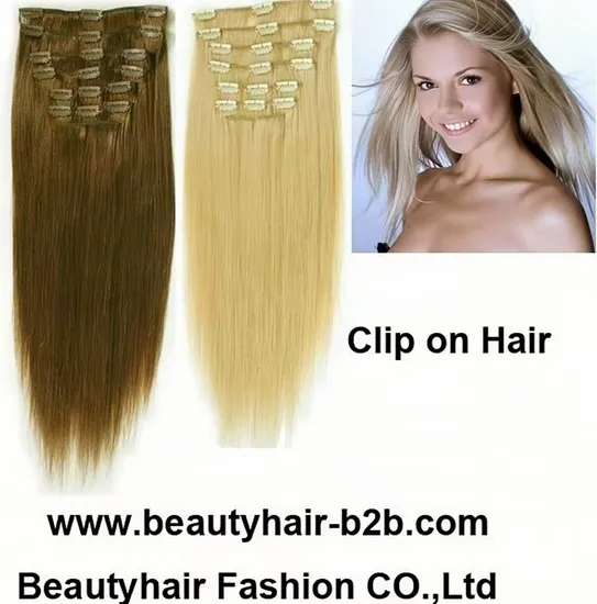 Fashionable Customized Double Drawn Thick Ends Clip on Hair Clip in Hair Extension