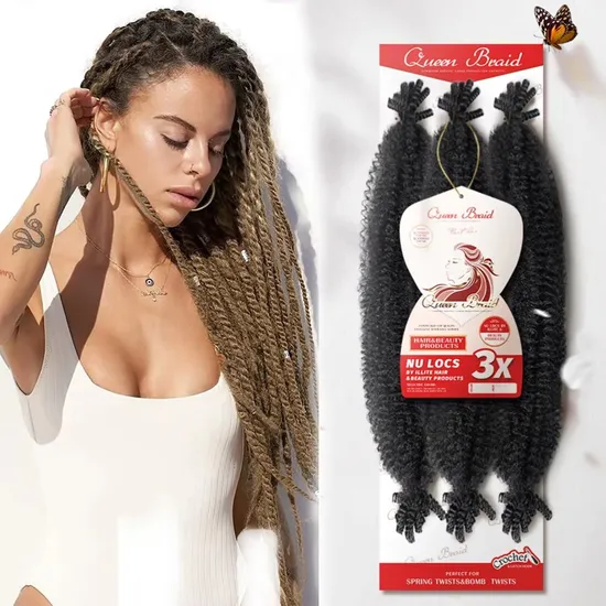 Pre-Separated Kinky Marley Braiding Hair Spring Afro Twist Crochet Hair Bulk Extensions Faux Locs Braid for African Women