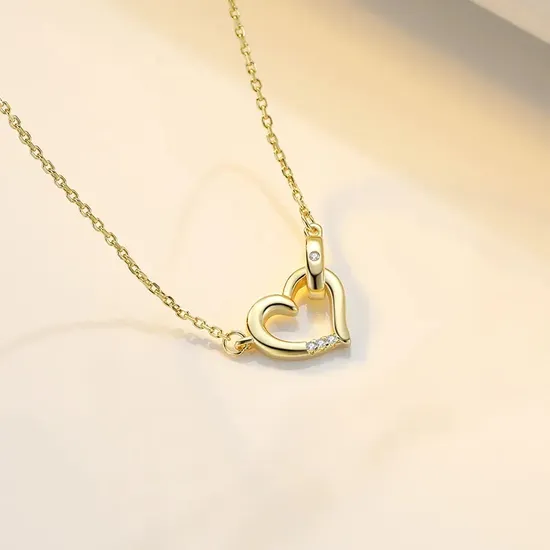 Elegant 925 Sterling Silver Heart Pendant Necklace for Women