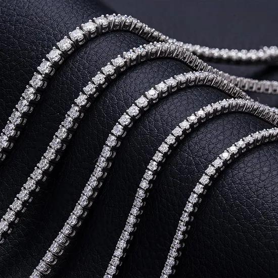 Fashion Woman Iced out 3mm 4mm Moissanite Silver Tennis Bracelet