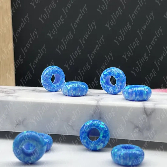 Wholesale 13.5X6.4X5.7mm Hot Sell Rondelle Op26 Light Blue Synthetic Lab Created Loose Opal Beads Jewelry