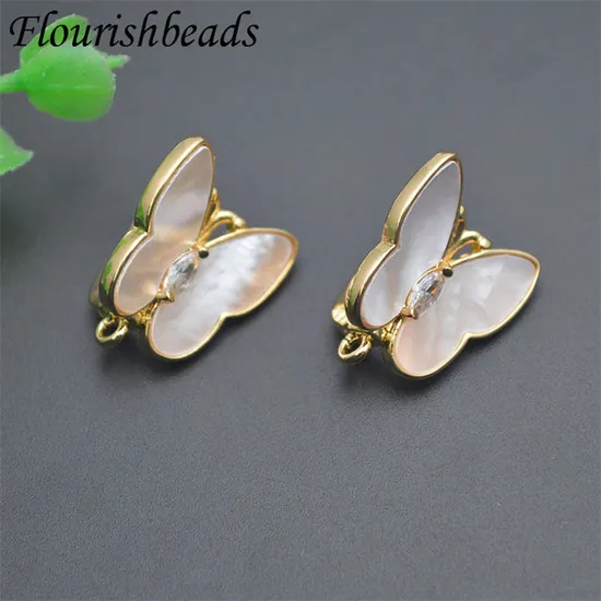 Hot Selling Anti-Fade Natural Mop Shell Butterfly Earring Clasps Hooks for Dangle Earrings Making