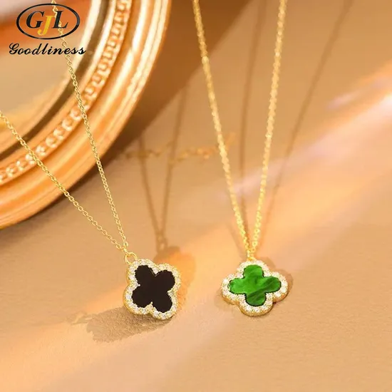 S925 Silver Four-Leaf Clover 18K Rose Gold Lucky Clover Necklace