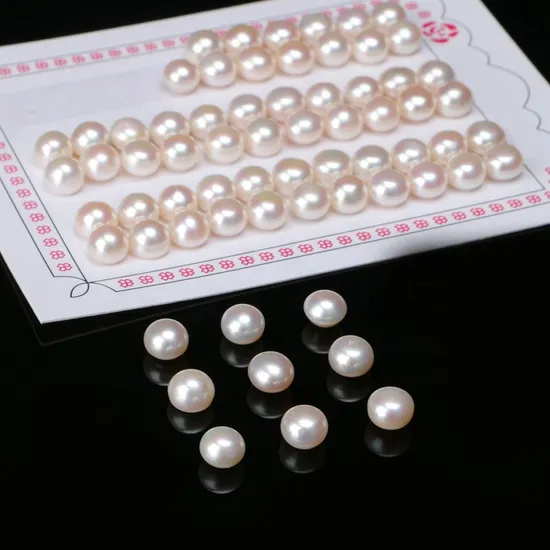 3A Natural Half Hole Drilled /No Holes Button Shape Loose Pearls 2.5mm-15mm Genuine Real Bead Natural White Pearl Jewelry
